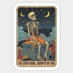 "Emotional Dumpster Fire" Skeleton Tarot Card Sticker